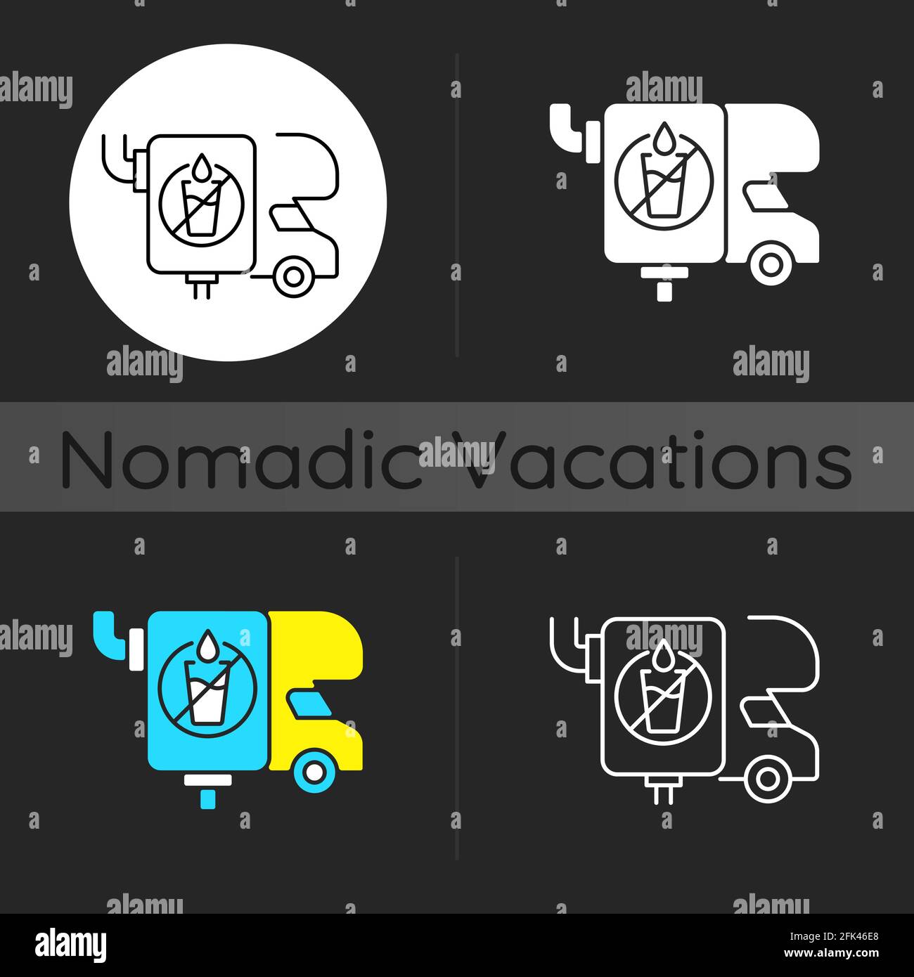 RV wastewater tanks dark theme icon Stock Vector