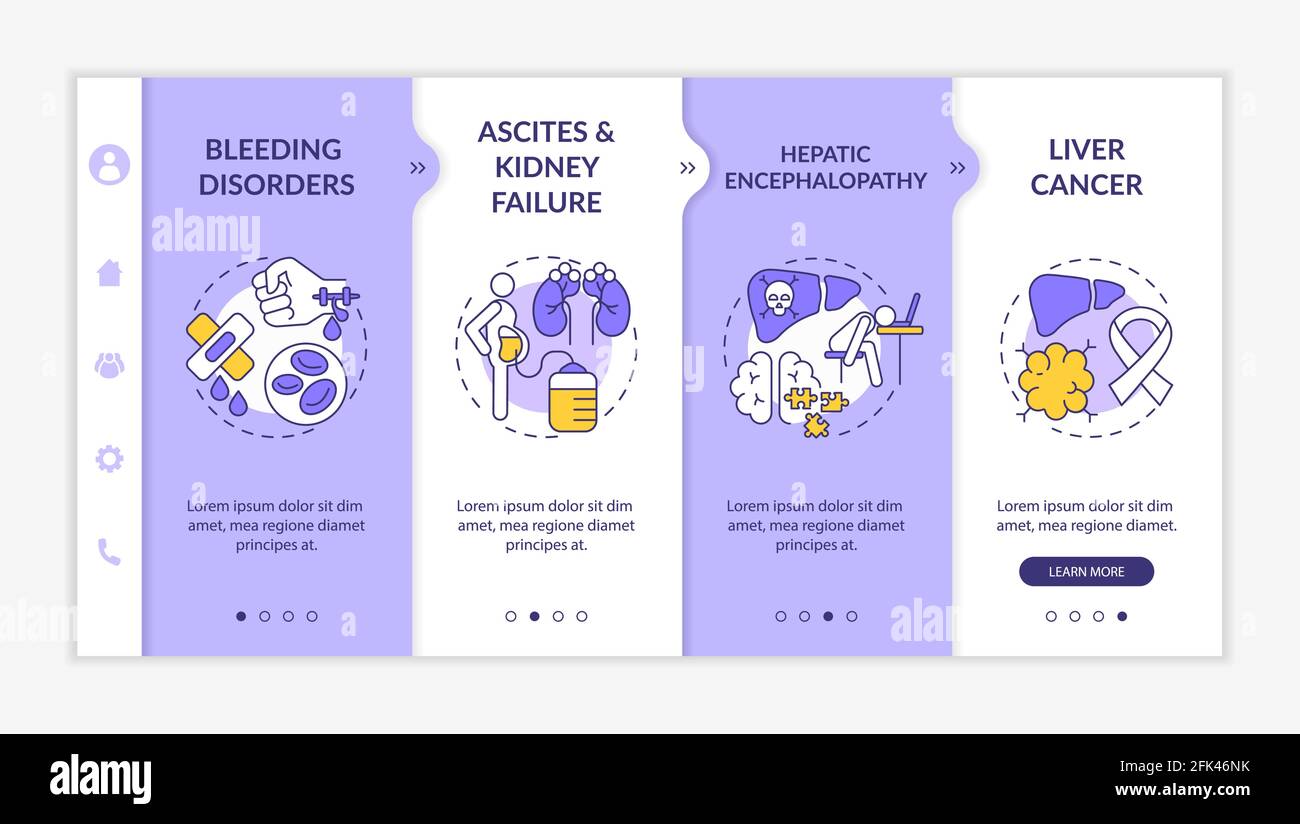 Hepatic insufficiency outcome onboarding vector template Stock Vector