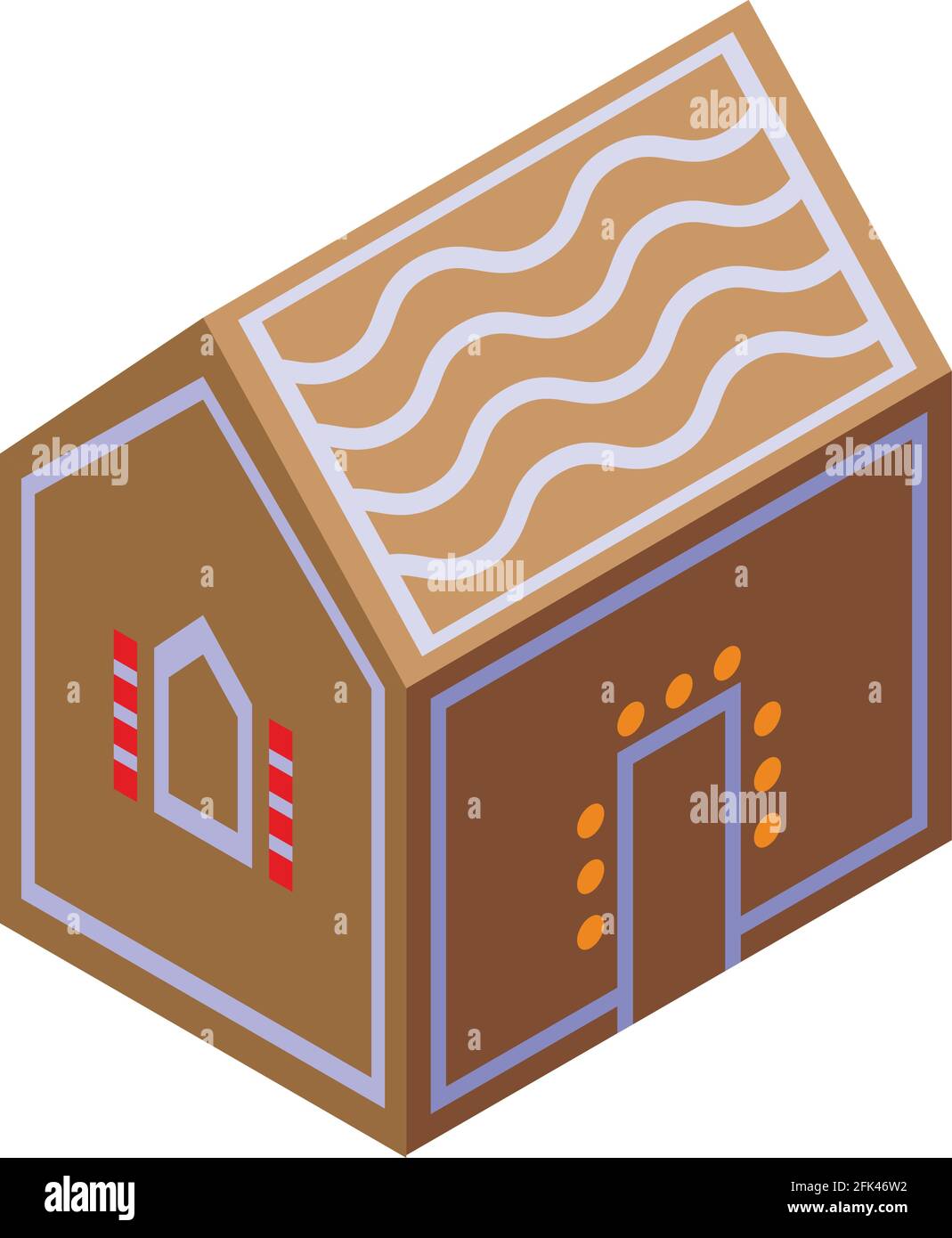 Eve gingerbread house icon. Isometric of Eve gingerbread house vector