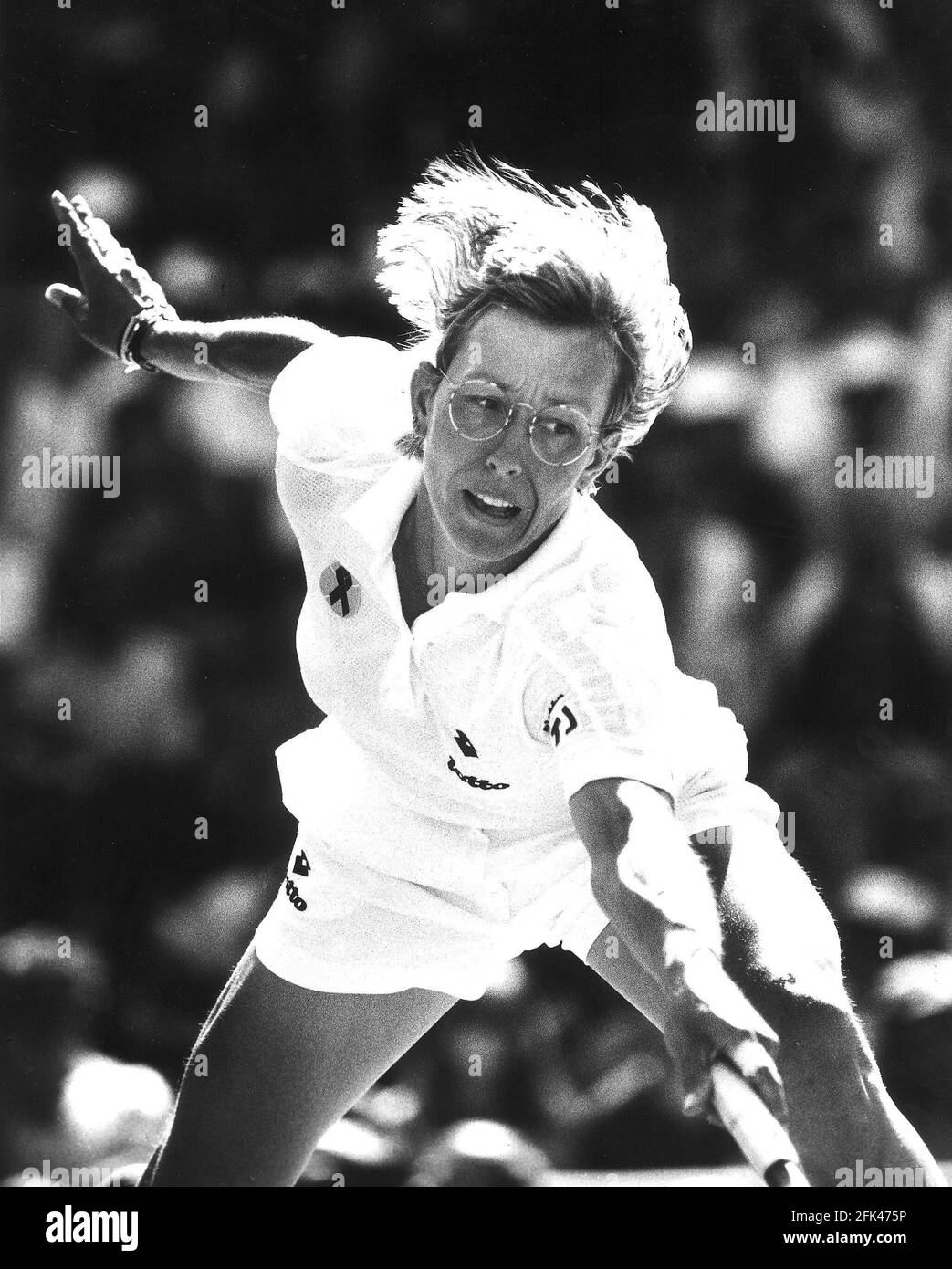 Martina Navratilova Stretching for the ball tennis Stock Photo
