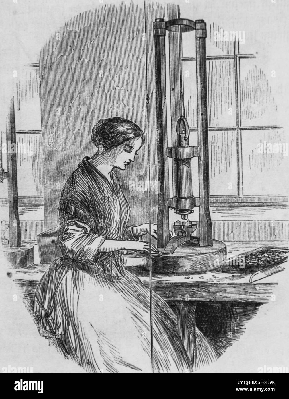 fabriquation des plumes metalliques ,le magazin pittoresque,editeur edouard charton, 1860 Stock Photo