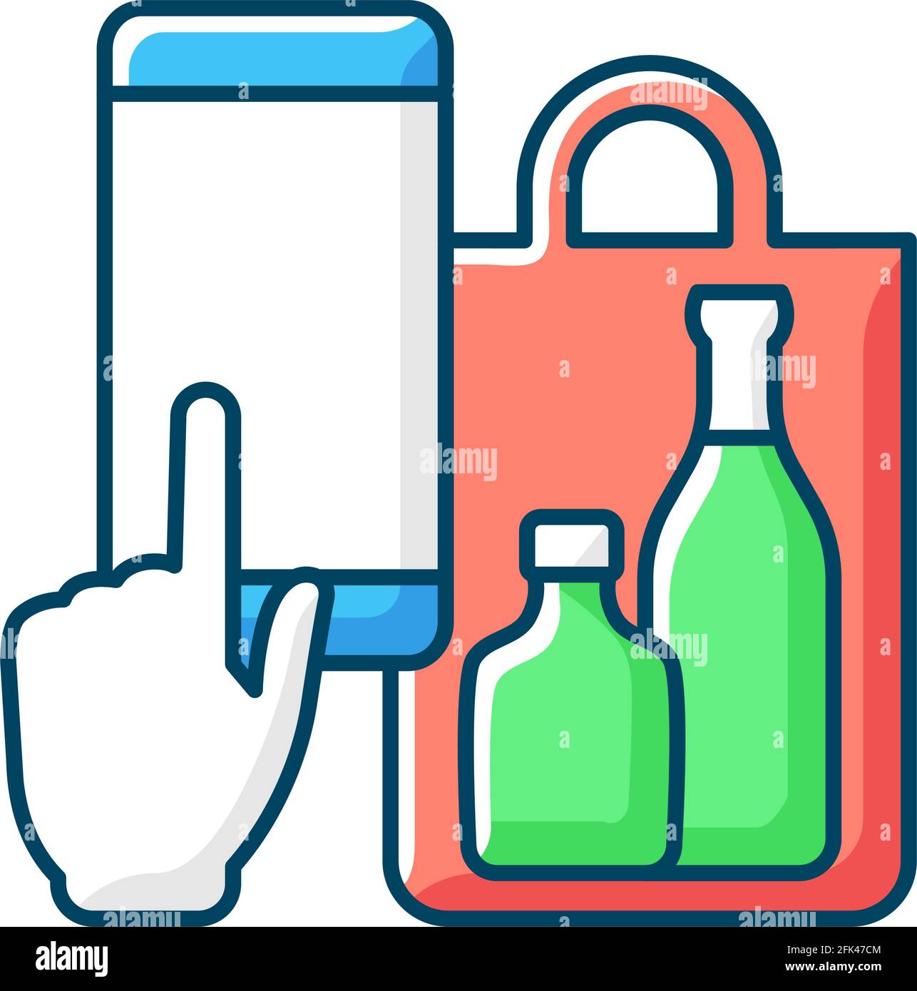 Phone drinks ordering RGB color icon Stock Vector