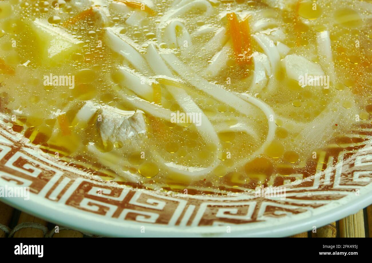 Szechuan Shredded pork with Salted Vegetables Noodle Soup  - Zha Cai Rou Si Stock Photo