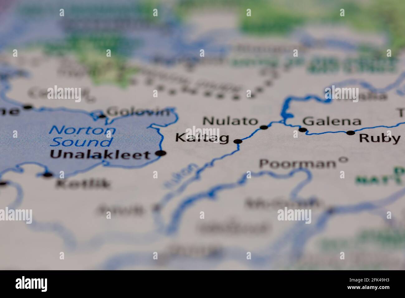 Kaltag Alaska USA shown on a geography map or road map Stock Photo