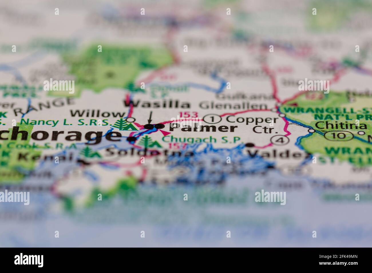 Palmer Alaska USA shown on a geography map or road map Stock Photo Alamy