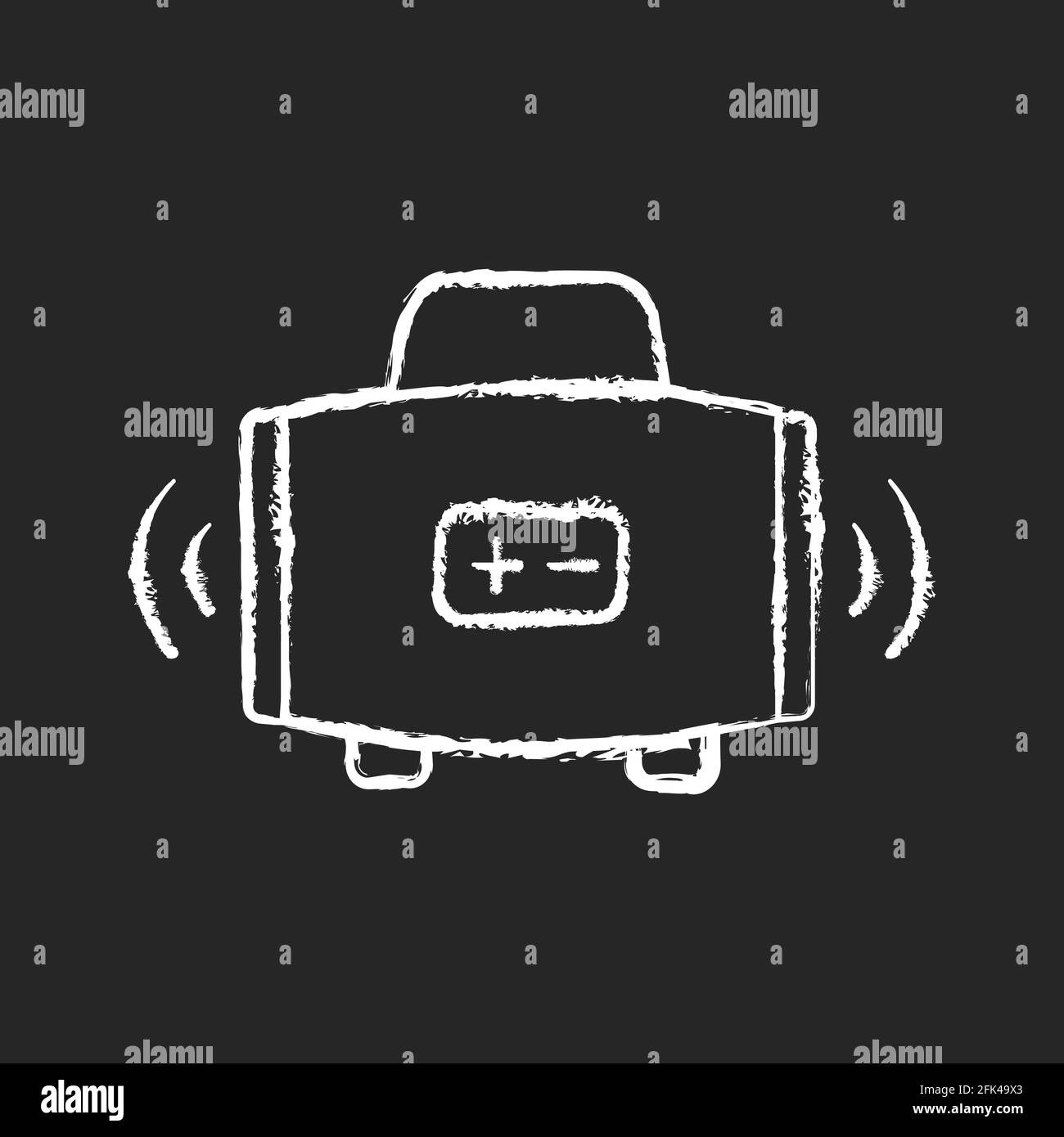 Wireless loudspeaker chalk white icon on black background Stock Vector