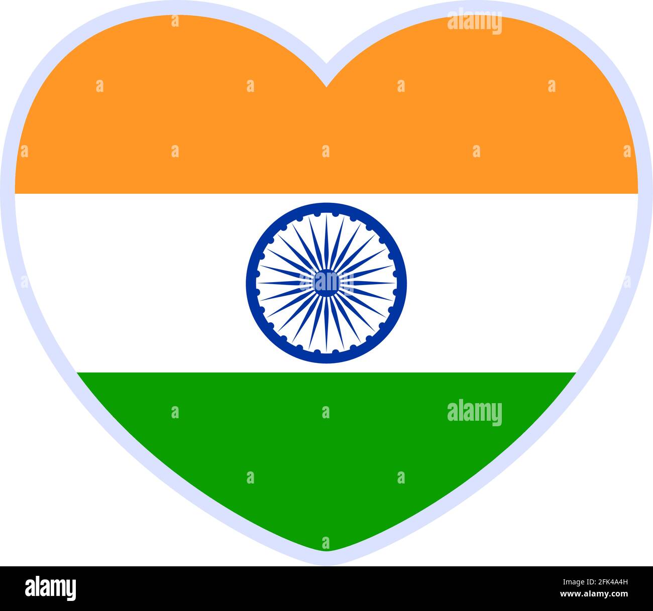 india flag in a shape of heart. Icon flat heart symbol of love on the ...