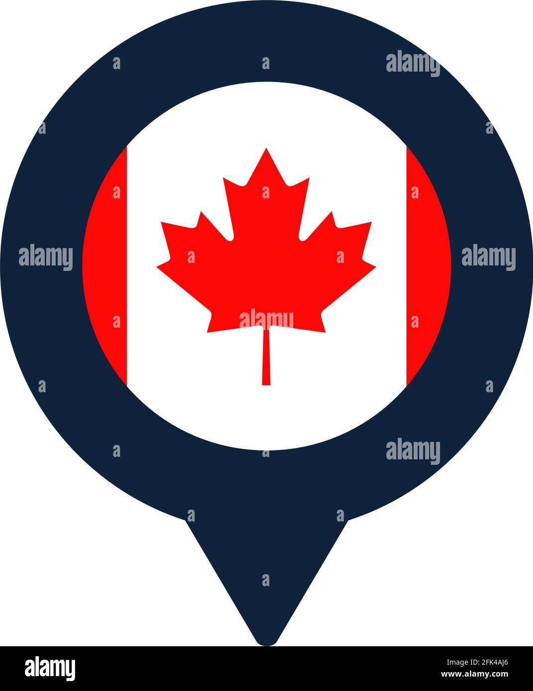 canada flag and map pointer icon. National flag location icon vector
