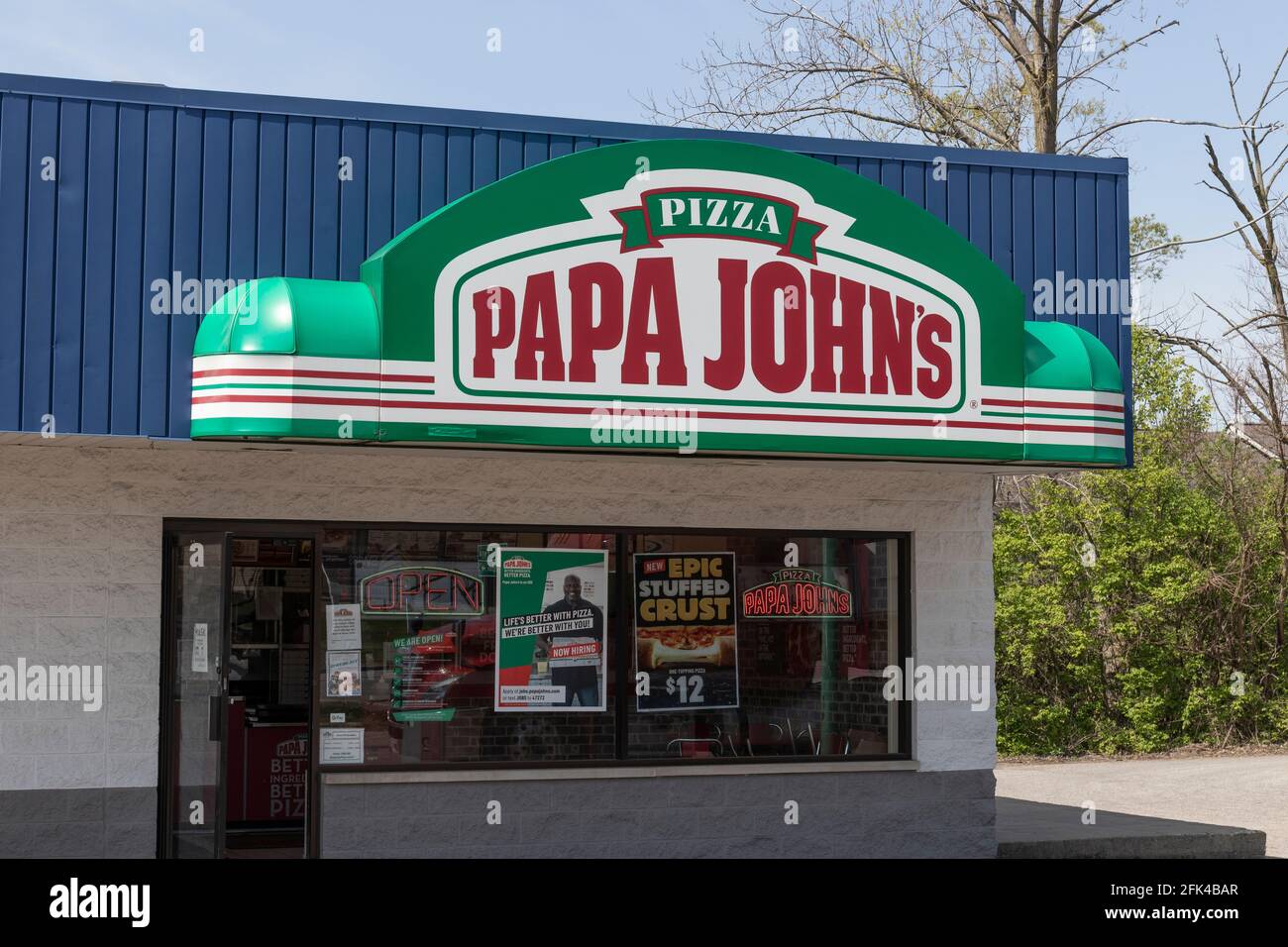 Wabash Circa April 2021 Papa John's TakeOut Pizza Restaurant. Papa John's is the third