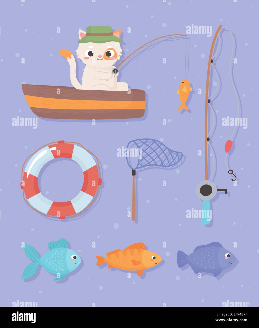 Cat fishing boat Stock Vector Images Alamy