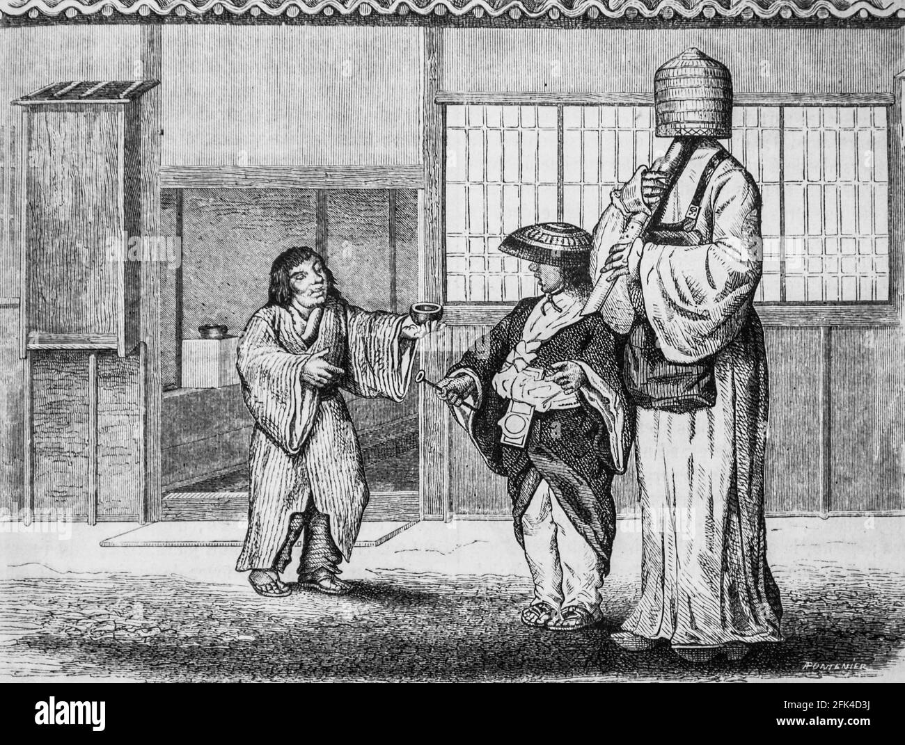mendiants japonais ,le magazin pittoresque,editeur edouard charton, 1860 Stock Photo