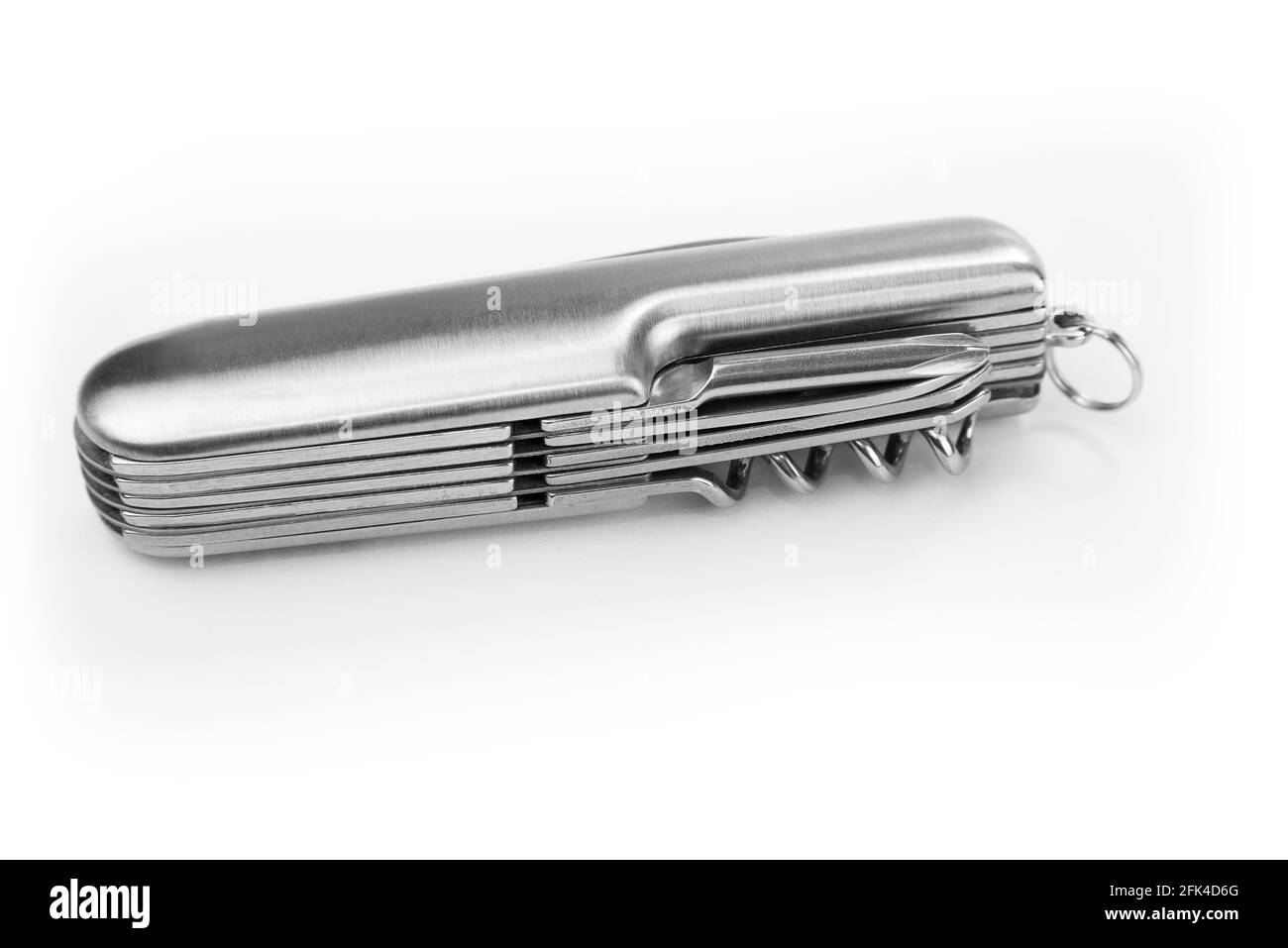 Swiss many task army knife. Multi tool pocket knife. Stock Photo
