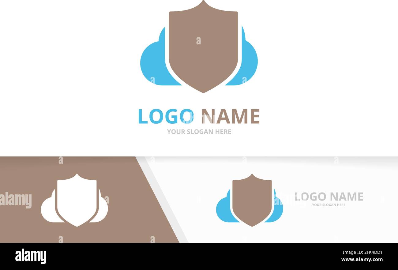 Vector shield and cloud logo combination. Security logotype design template. Stock Vector