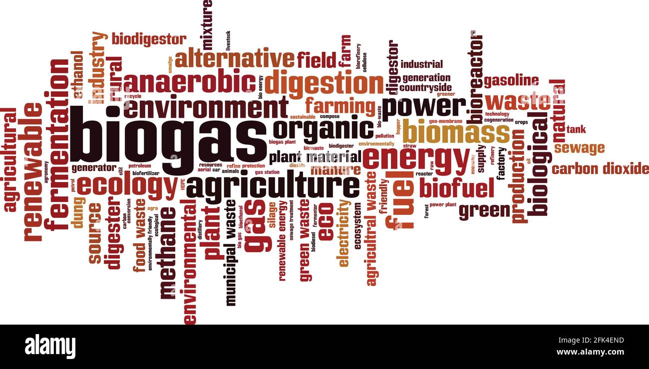 Biogas word cloud concept. Collage made of words about biogas. Vector illustration Stock Vector