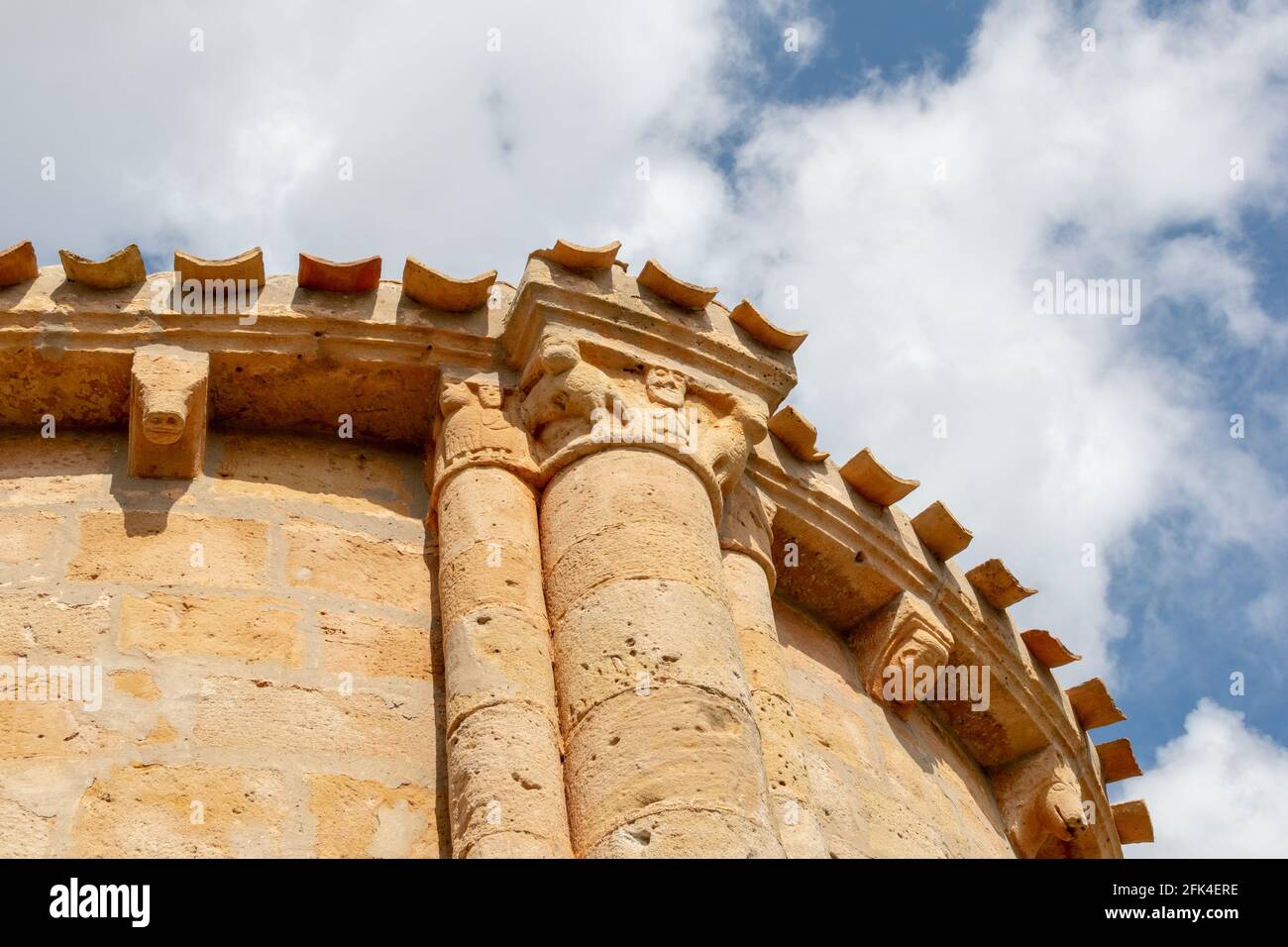 Low angle shot of San Fagun in Los Barrios de Bureba, Burgos, Castilla y Leon, Spain Stock Photo