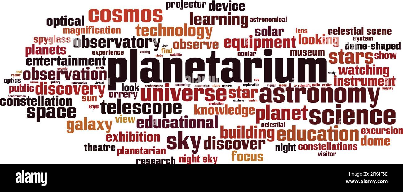 Planetarium word cloud concept. Collage made of words about planetarium. Vector illustration Stock Vector