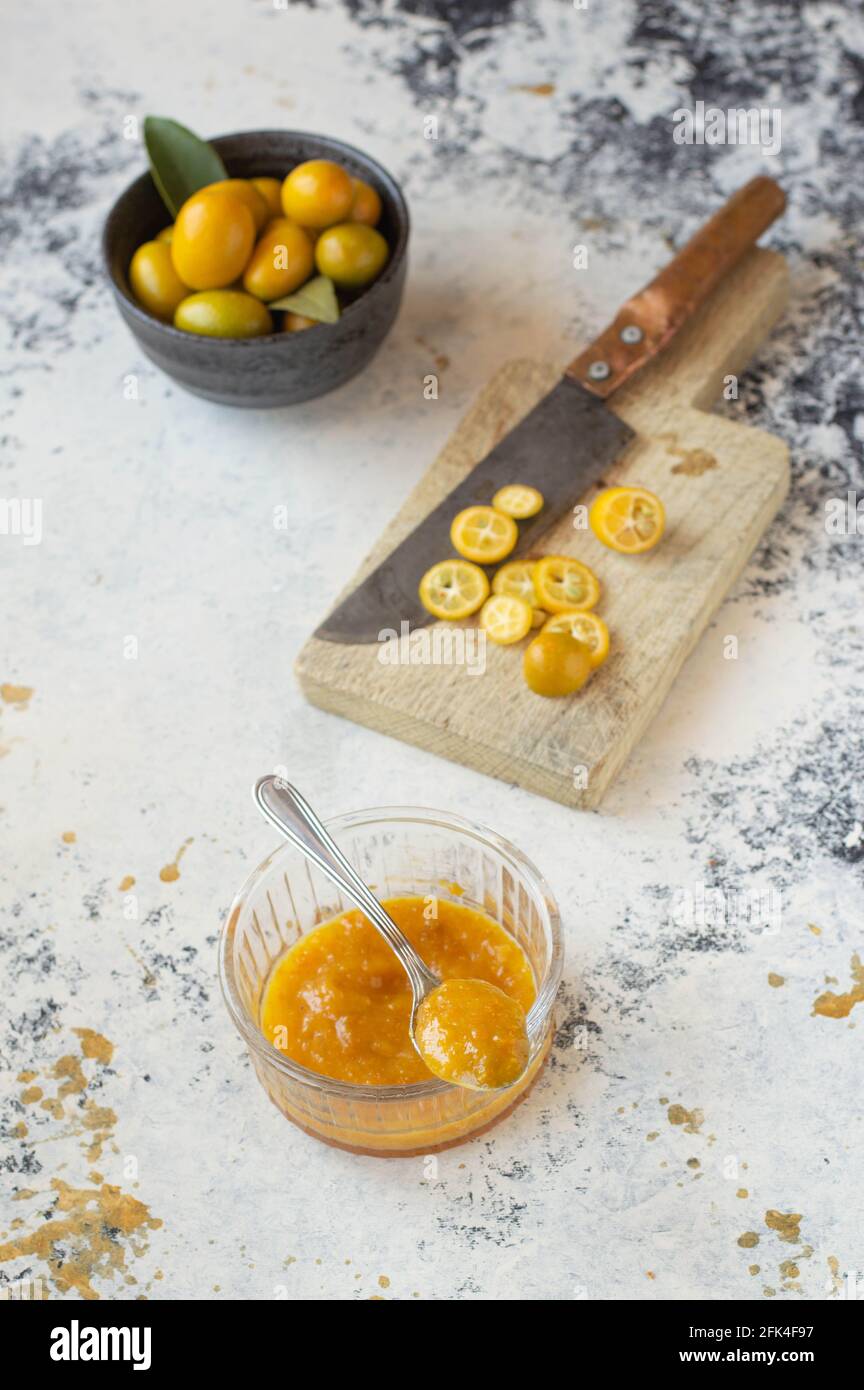 Kumquat jam, made from raw kumquat Stock Photo Alamy