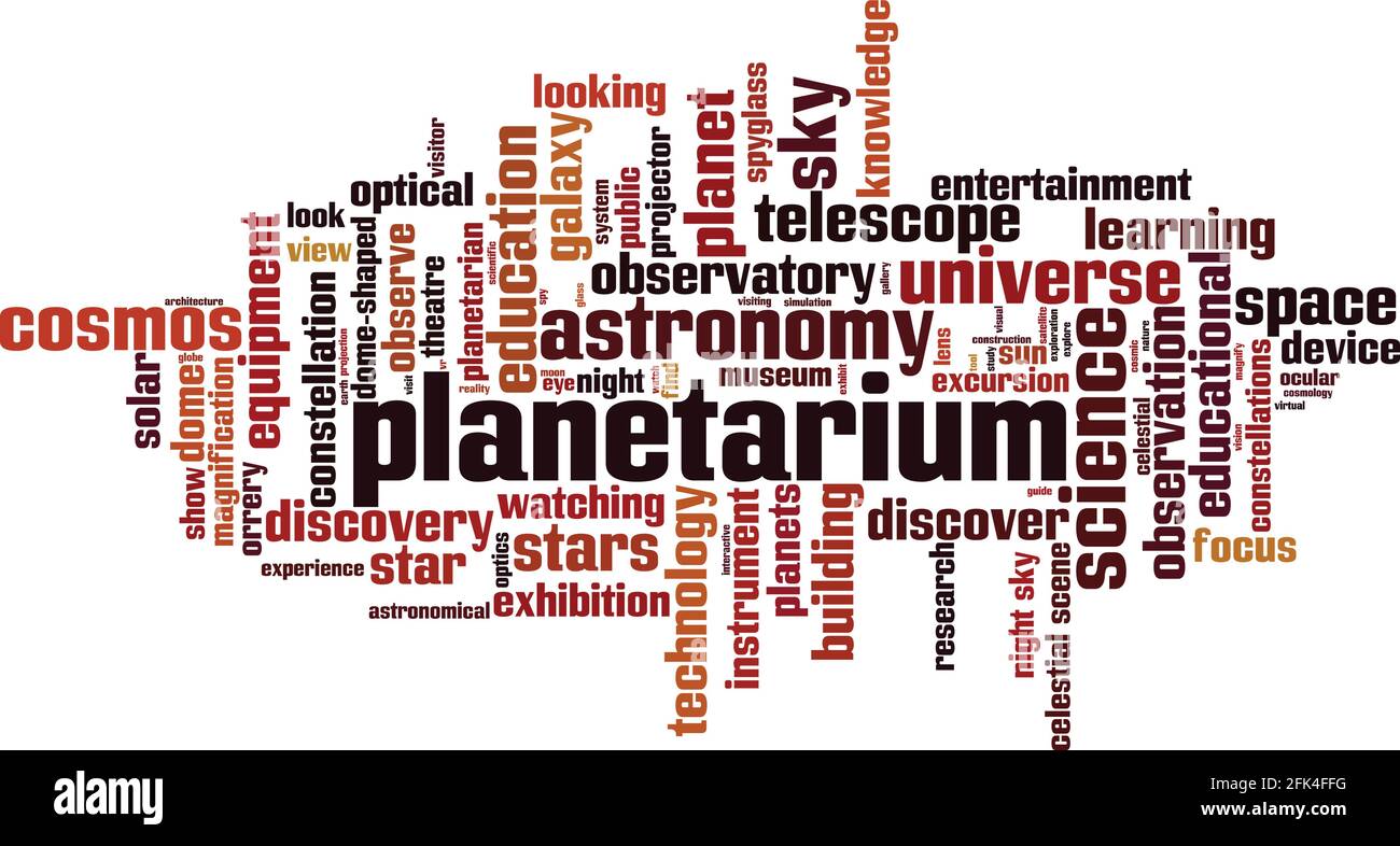 Planetarium word cloud concept. Collage made of words about planetarium. Vector illustration Stock Vector