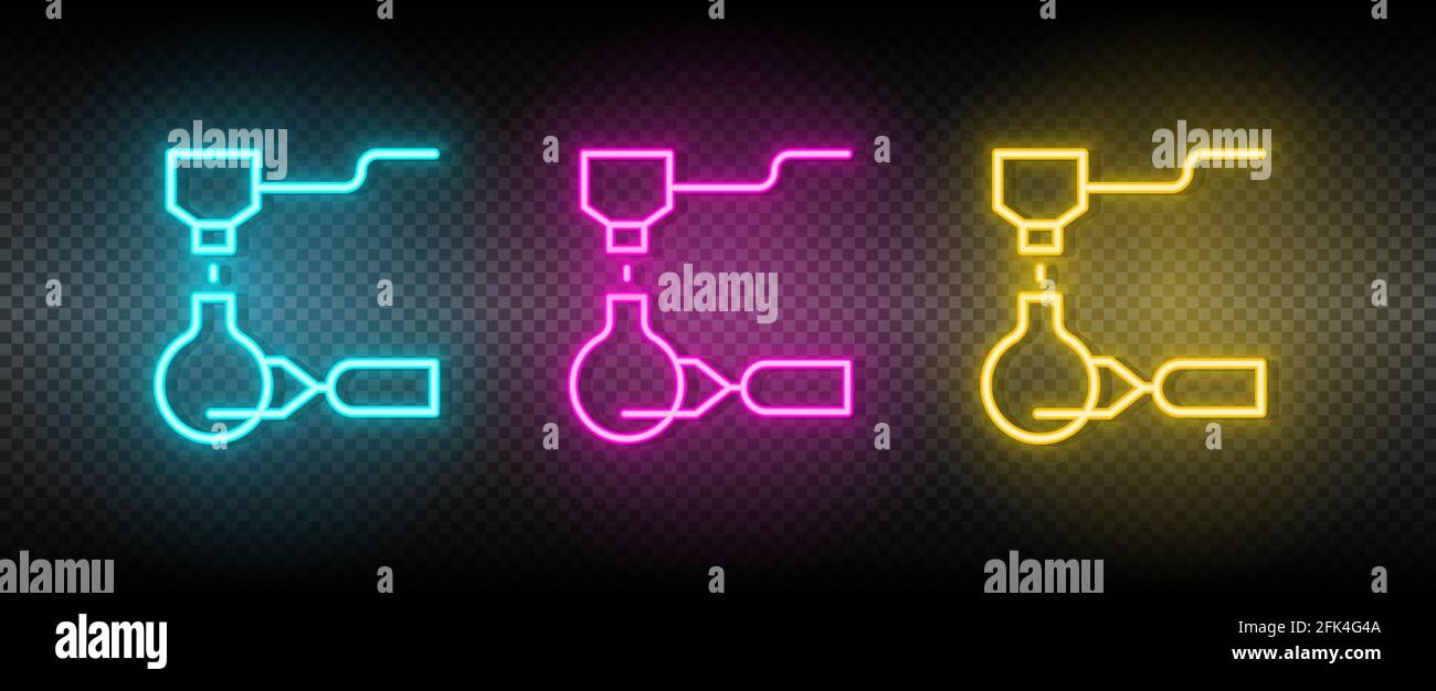 hydraulic arm, industrial arm neon icon set Stock Vector