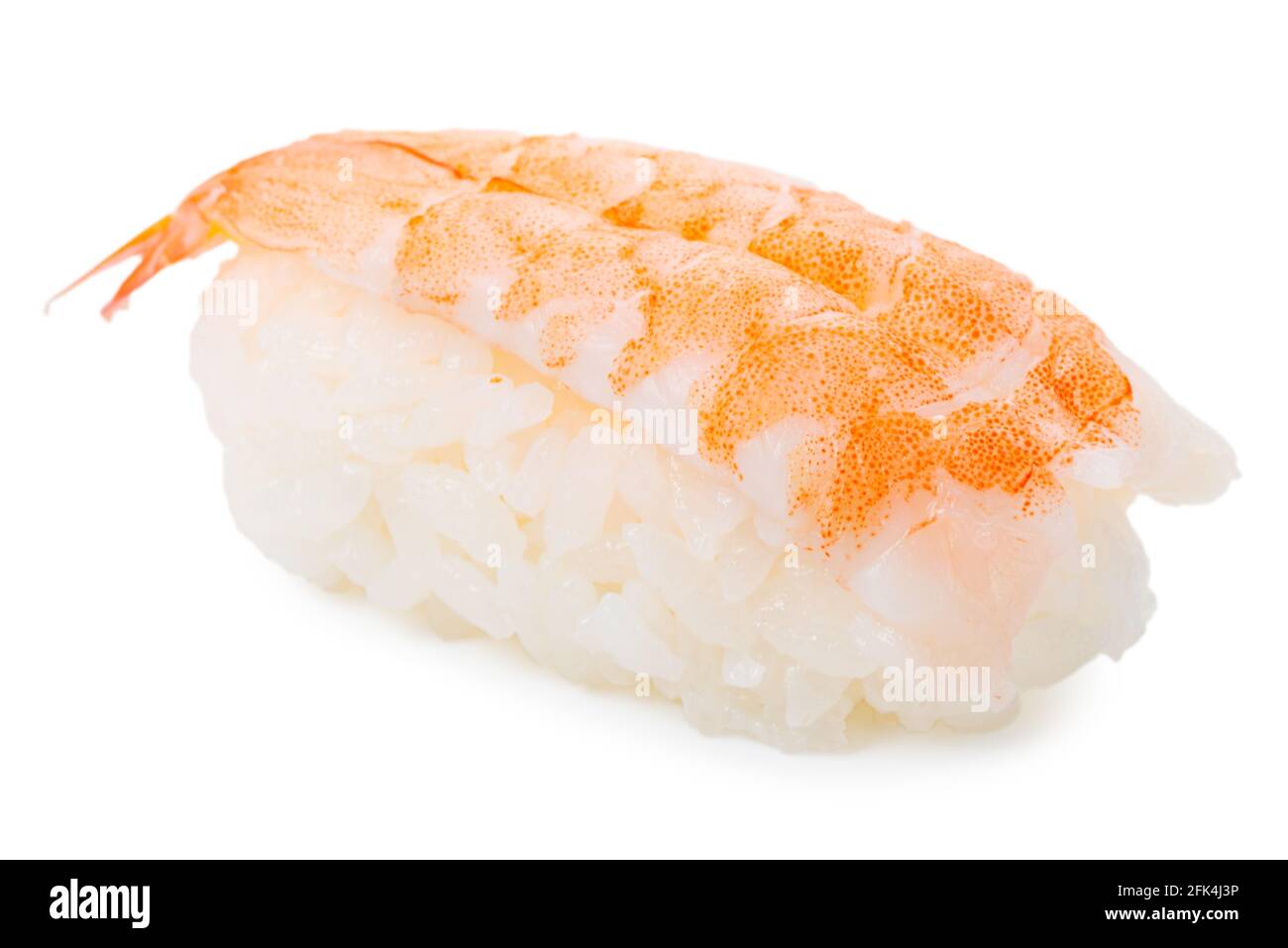 sushi with prawn isolated on white background, Asian food, traditional Japanese food Stock Photo
