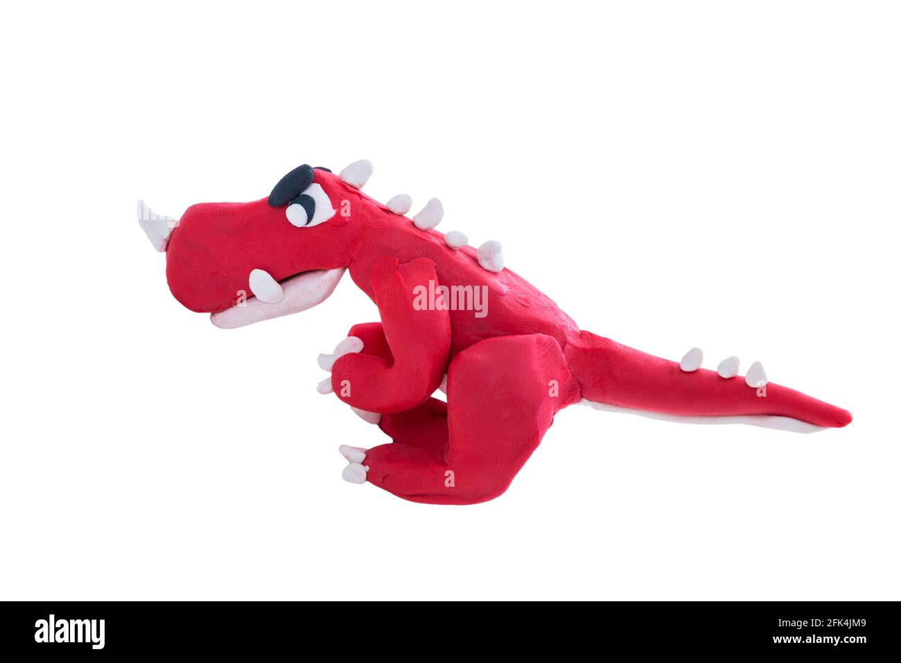 Creative clay model. Red dinosaur from children bright plasticine, isolated  on white background. Play dough animal Stock Photo - Alamy