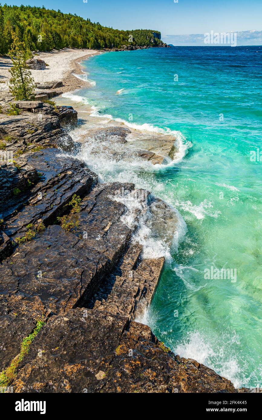 Tobermory Bruce Peninsula Bay Ontario Canada in Summer Stock