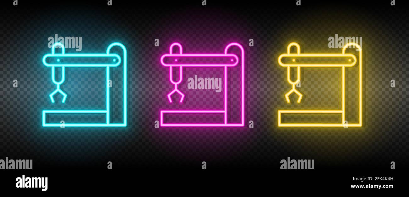 assemble line, industrial robot neon icon set Stock Vector