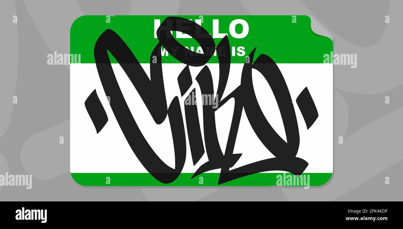 Abstract Graffiti Style Sticker Hello My Name Is With Some Street Art