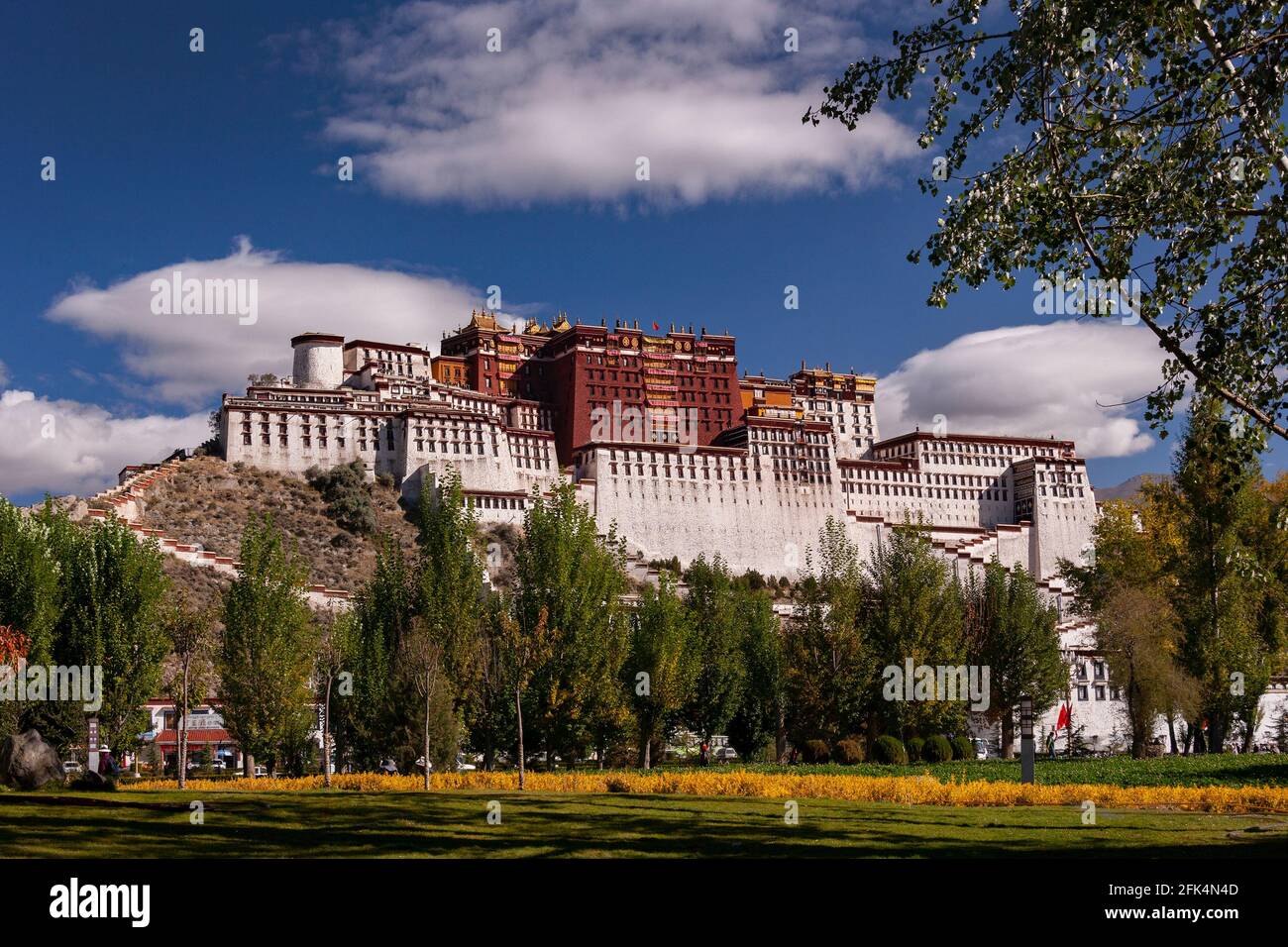The Potala Palace, a dzong fortress in the city of Lhasa, in Tibet. It