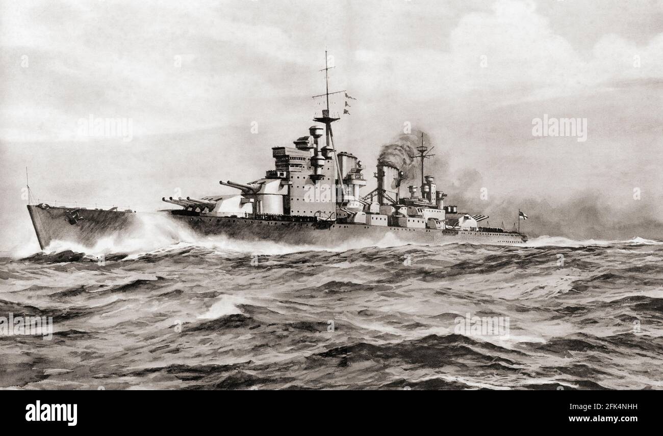 HMS King George V.  From British Warships, published 1940 Stock Photo