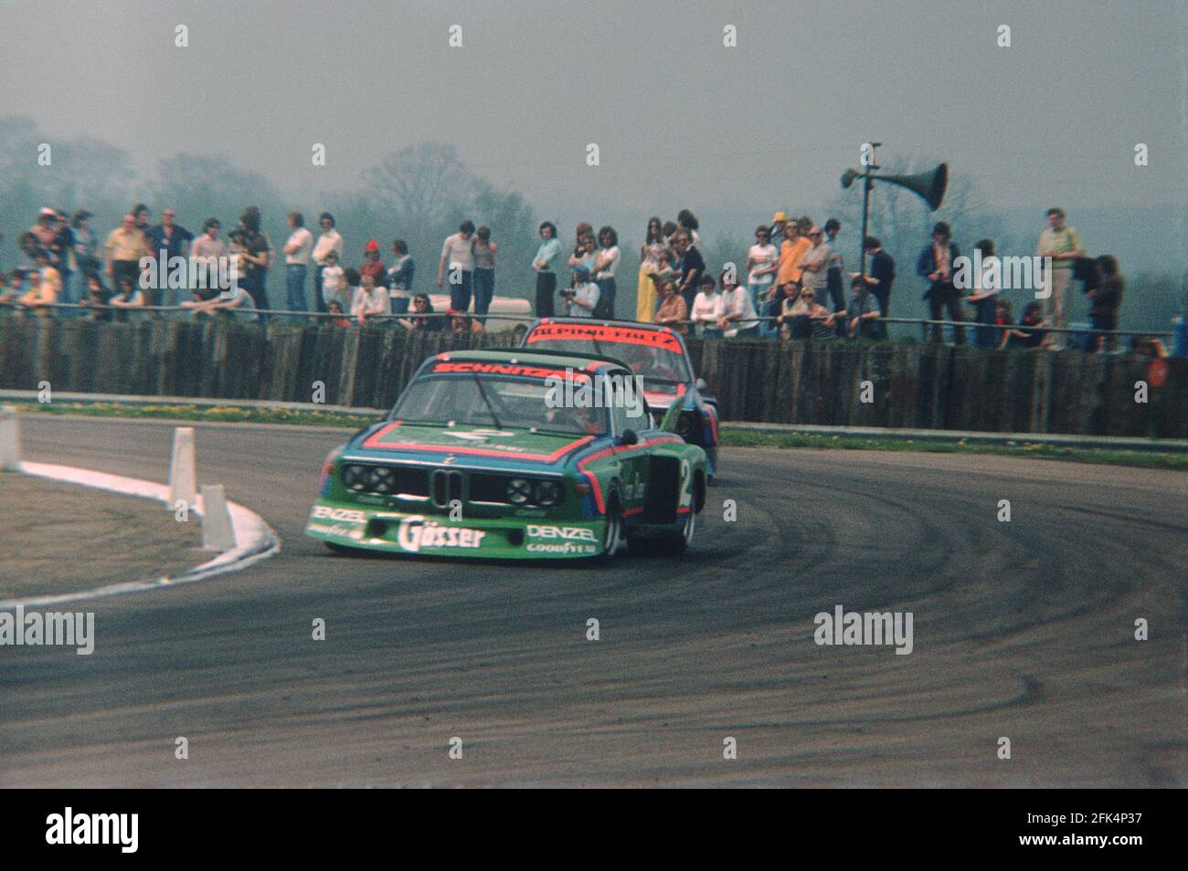 The BMW 3.5CSL of Dieter Quester and Albrecht Krebs in the first Silverstone 6 Hours Group 5 race, 1976. Stock Photo