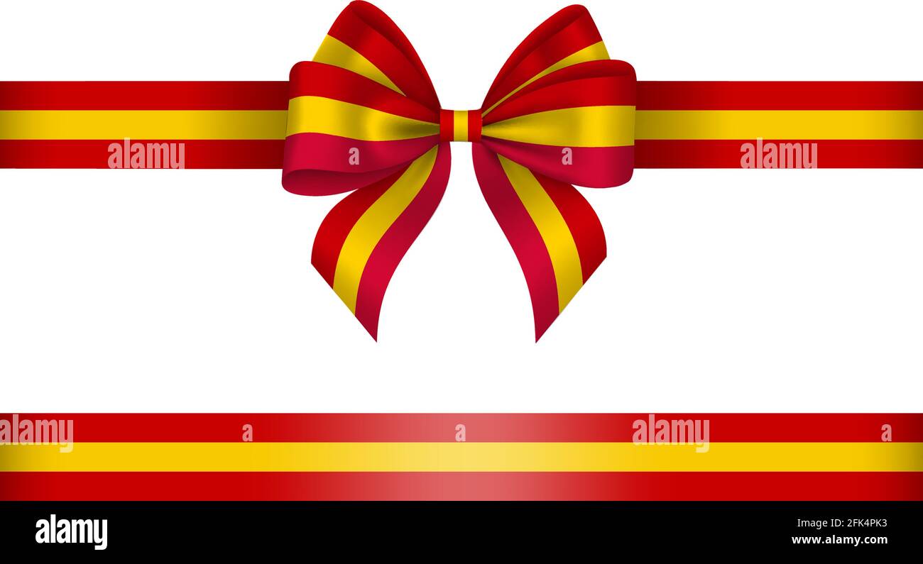 Red and yellow bow with ribbon. spanish flag colors Stock Vector Image