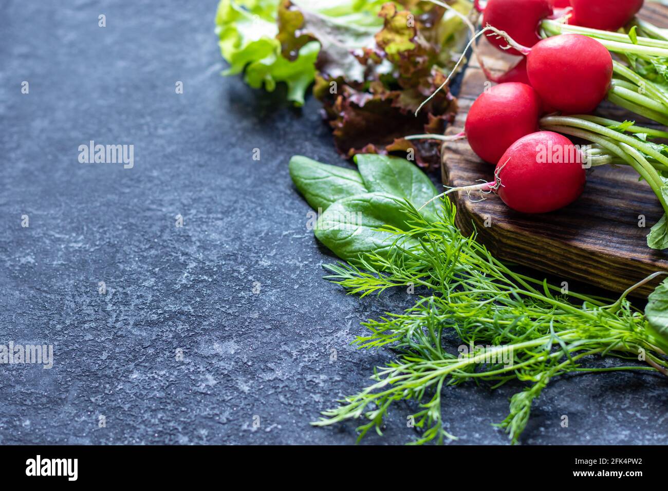 Set with fresh organic vegetables from farm Stock Photo