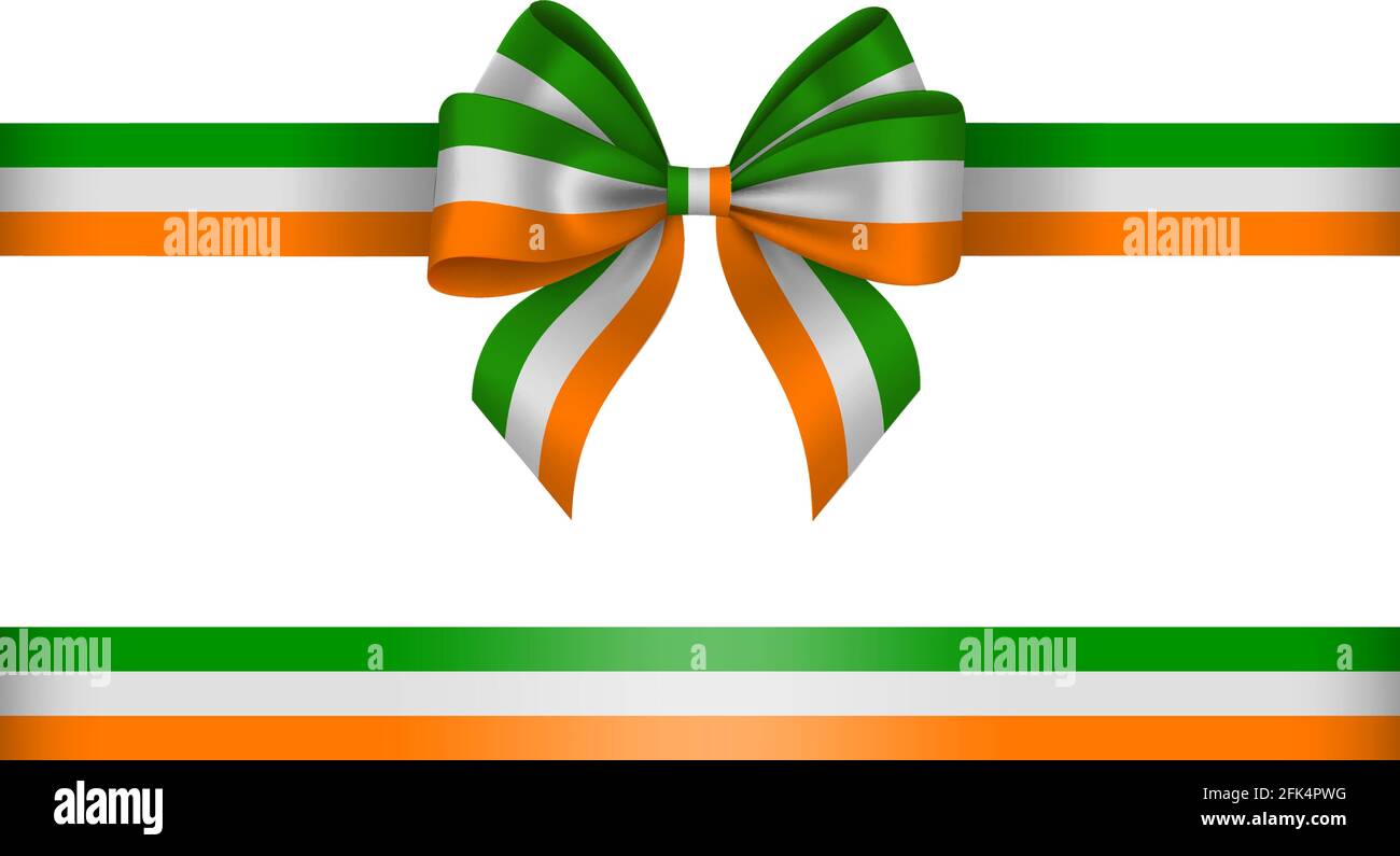 Tricolor bow and ribbon. green, white and orange bow with ribbon. irish