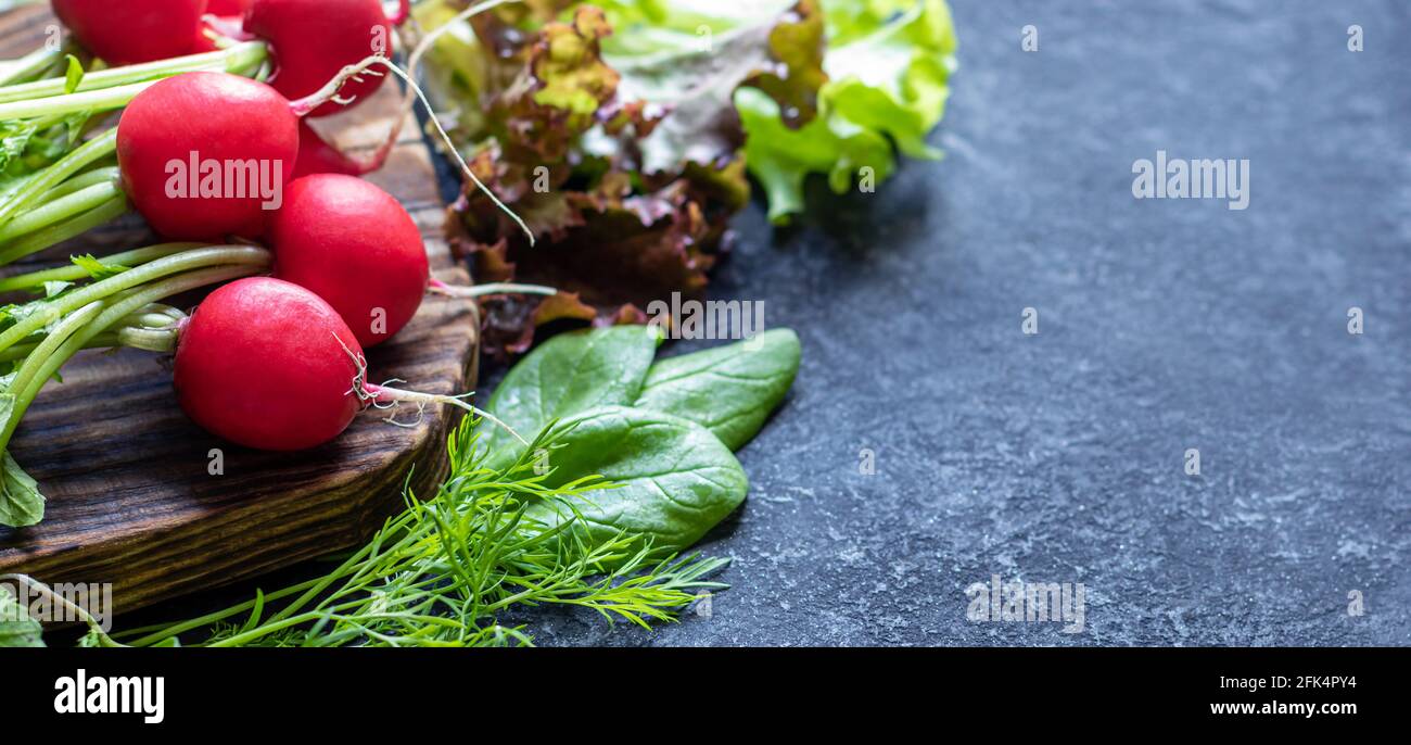 Fresh produce from farmers market, veggies on table. Stock Photo