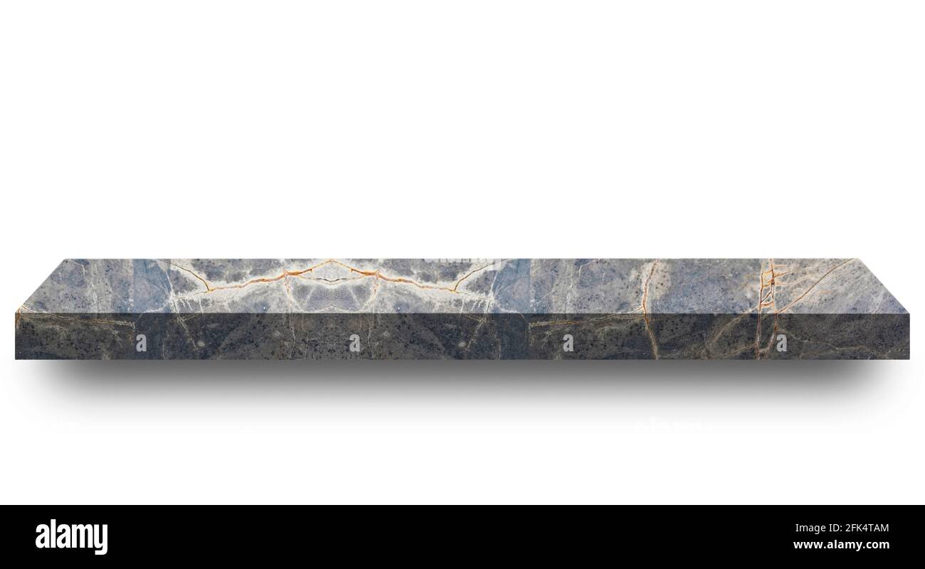 Grey marble empty shelf on white background Stock Photo