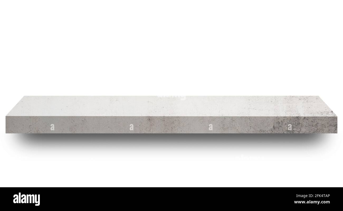 Grey marble empty shelf on white background Stock Photo