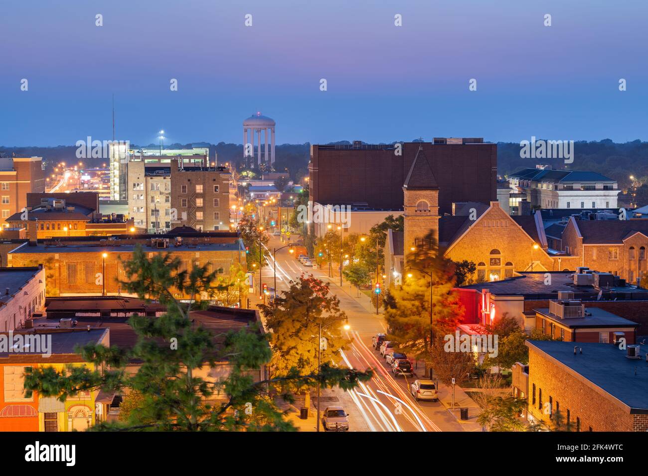 Columbia, Missouri, USA downtown city skyline at twilight. Stock Photo