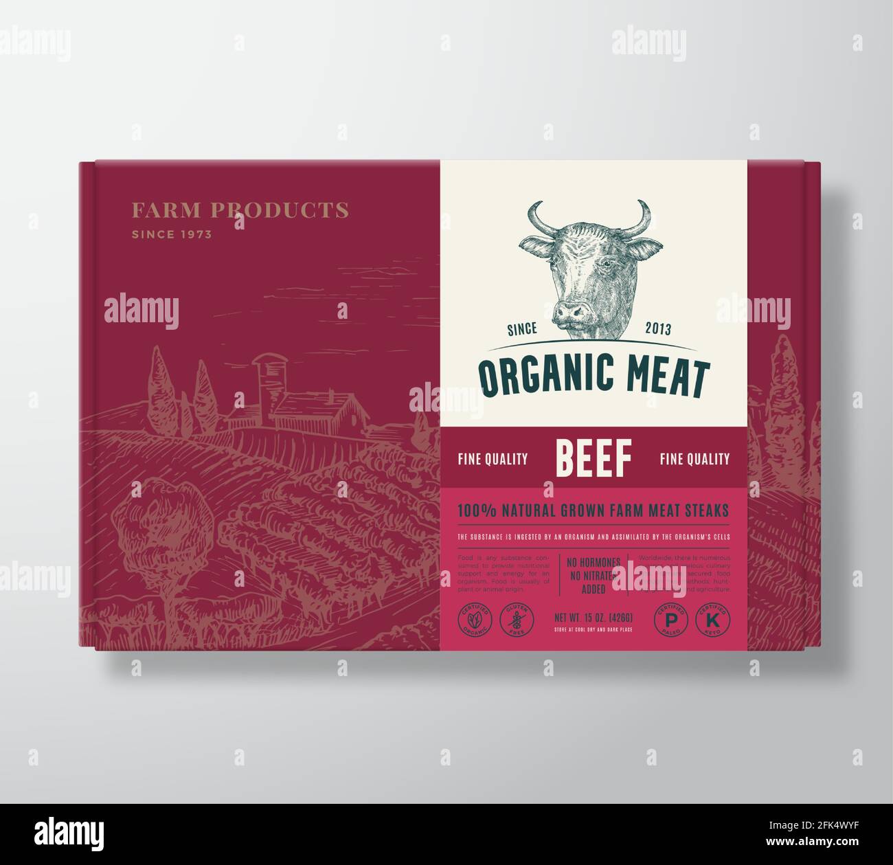 Premium Quality Beef Mock Up. Organic Vector Meat Packaging Label