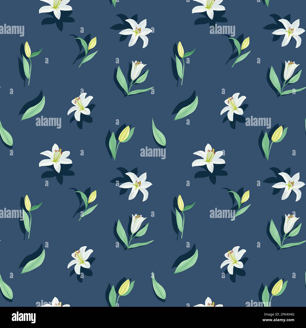 Seamless watercolor pattern with lilies in vector Stock Vector