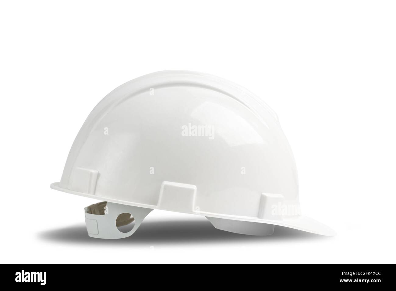 White plastic safety helmet isolated on white background with shadow Stock Photo