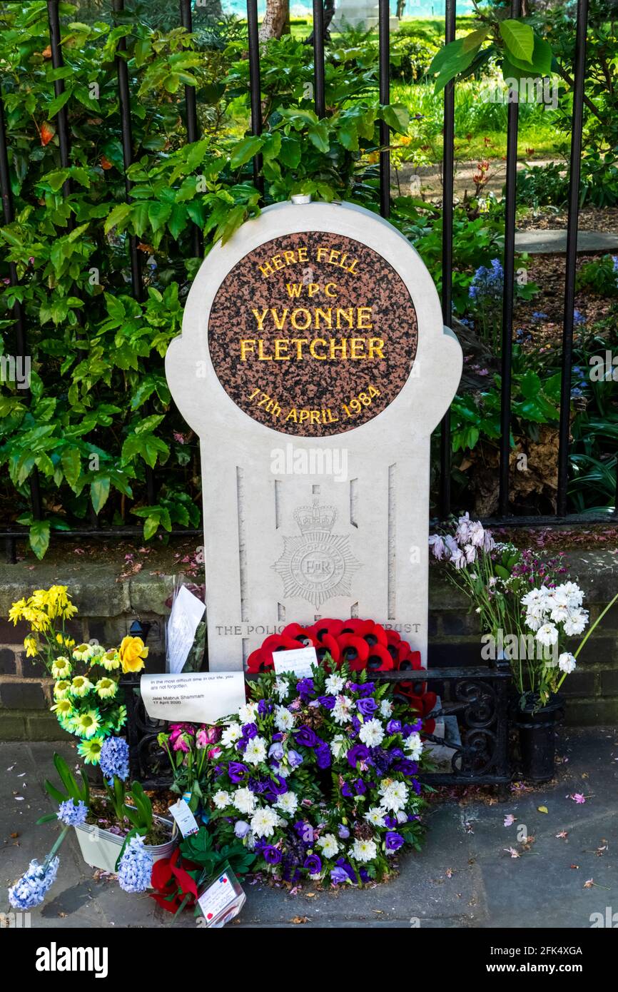 England, London, Westminster, St.James's, St.James Square, Yvonne Fletcher Memorial Plaque *** Local Caption ***  UK,United Kingdom,Great Britain,Brit Stock Photo