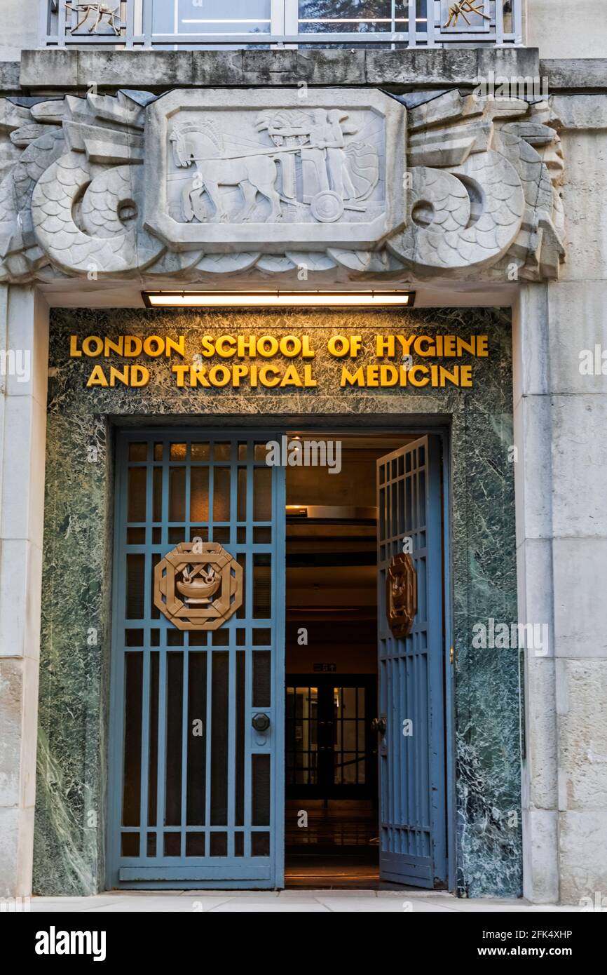 England, London, Westminster, Bloomsbury, Entrance to the London School of Hygiene and Tropical Medicine *** Local Caption ***  UK,United Kingdom,Grea Stock Photo