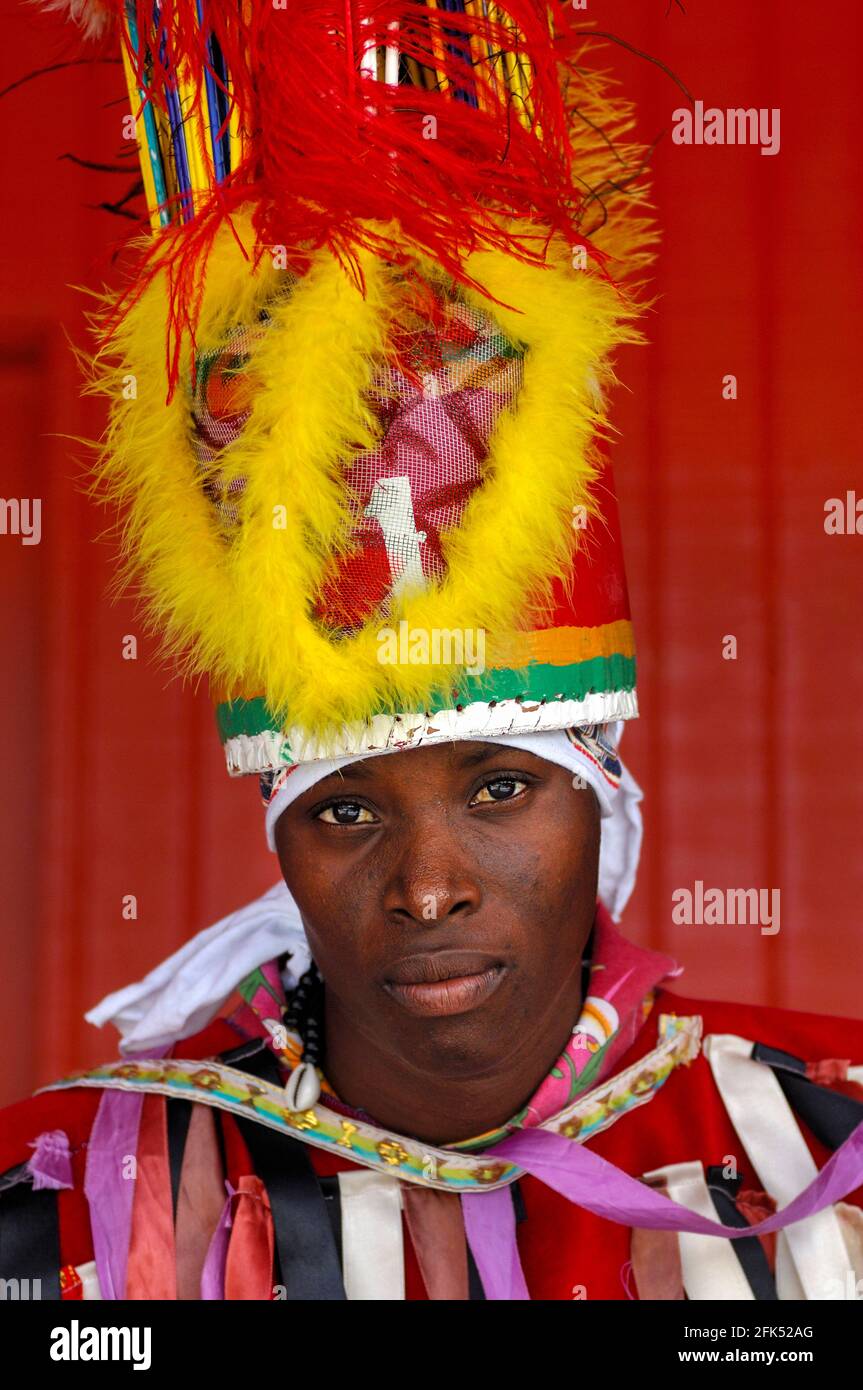 North America, West Indies, Lesser Antilles, Caribbean,  Saint Kitts and Nevis, Frigate Bay, Masqueraders, Stock Photo