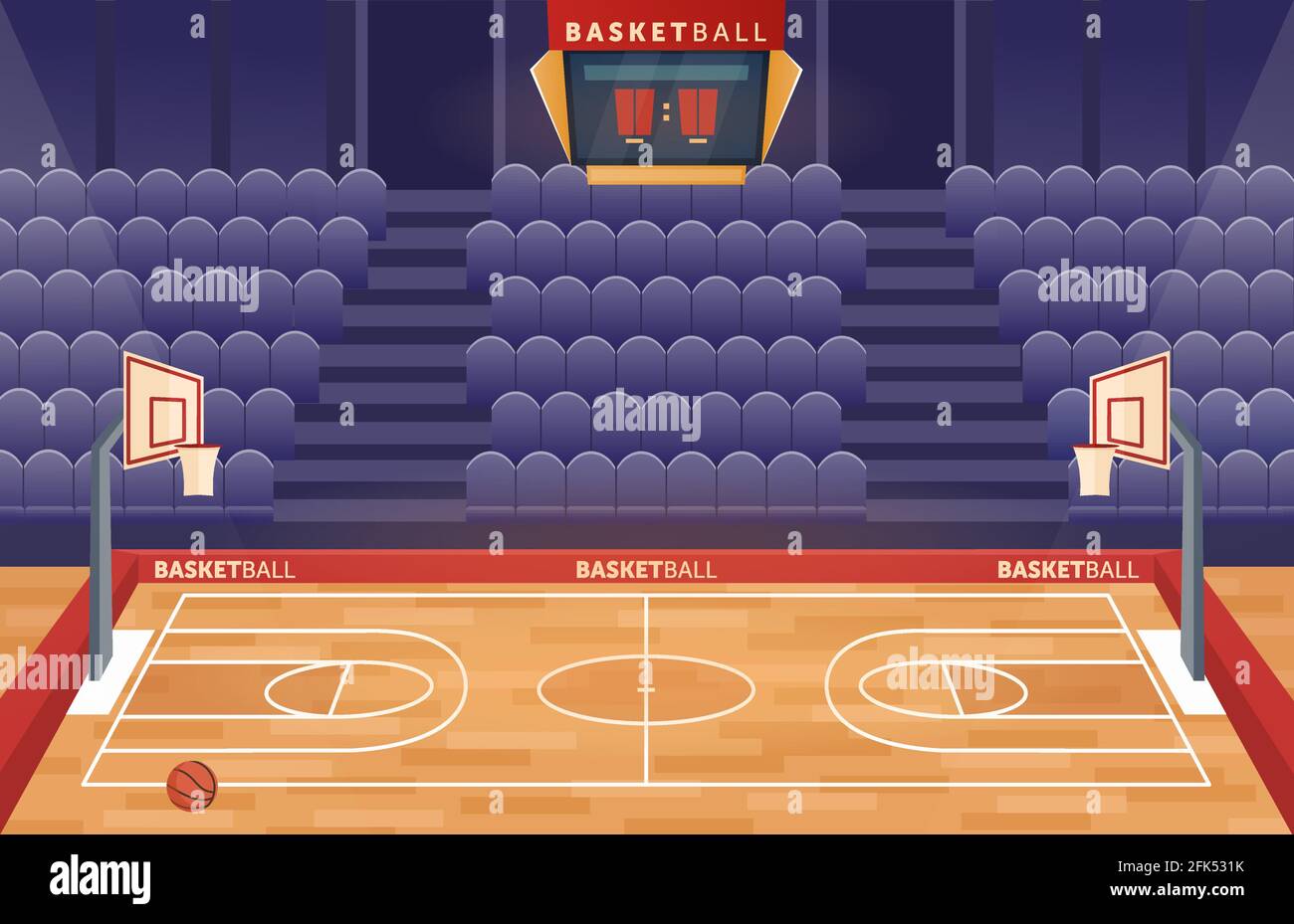 cartoon basketball court