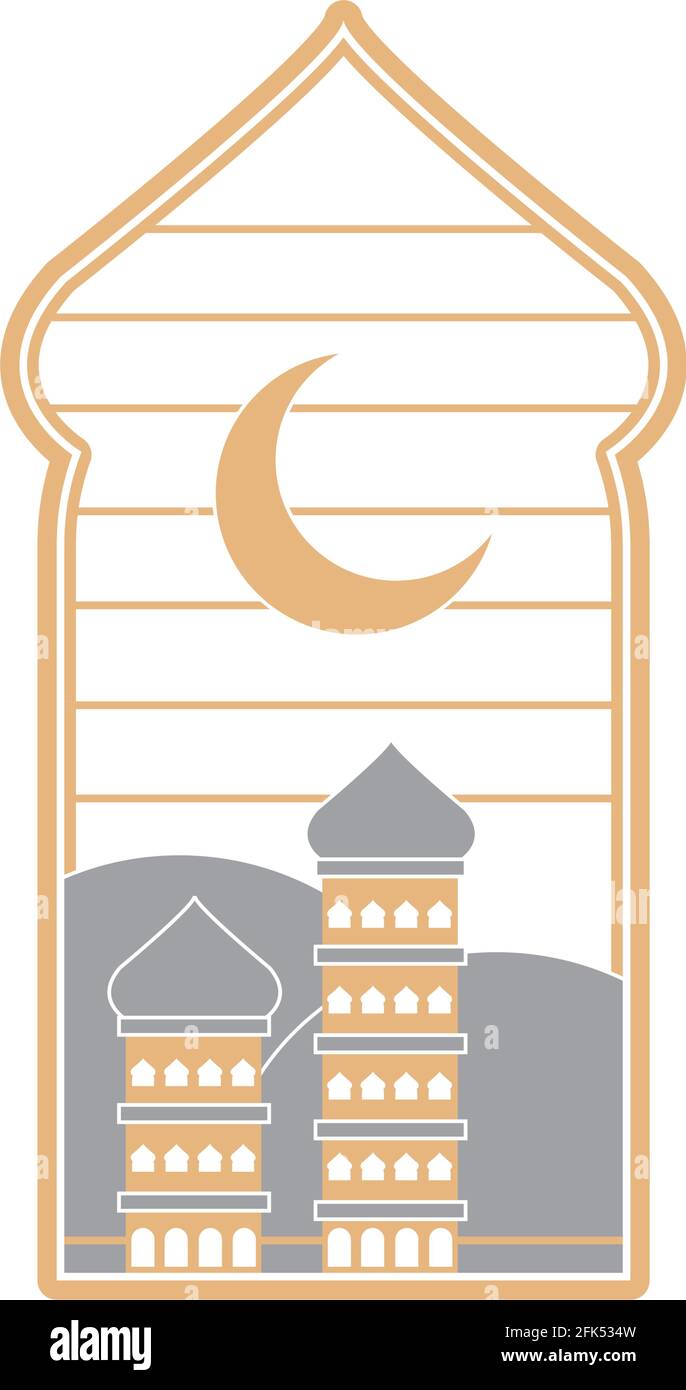 arabic city arch moon isolated Stock Vector