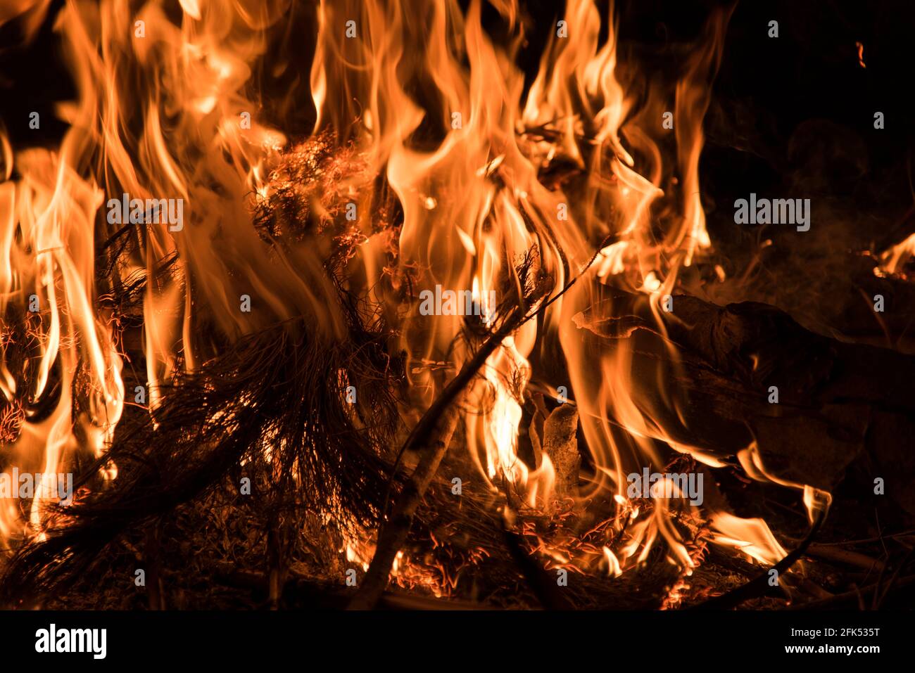 Fire flames in motion, bonfire in the nature. Concepts of travel ...