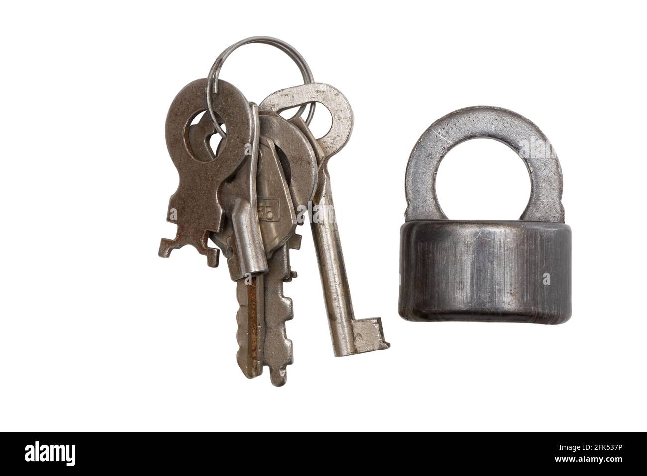 Old padlock and keys isolated on white Stock Photo Alamy