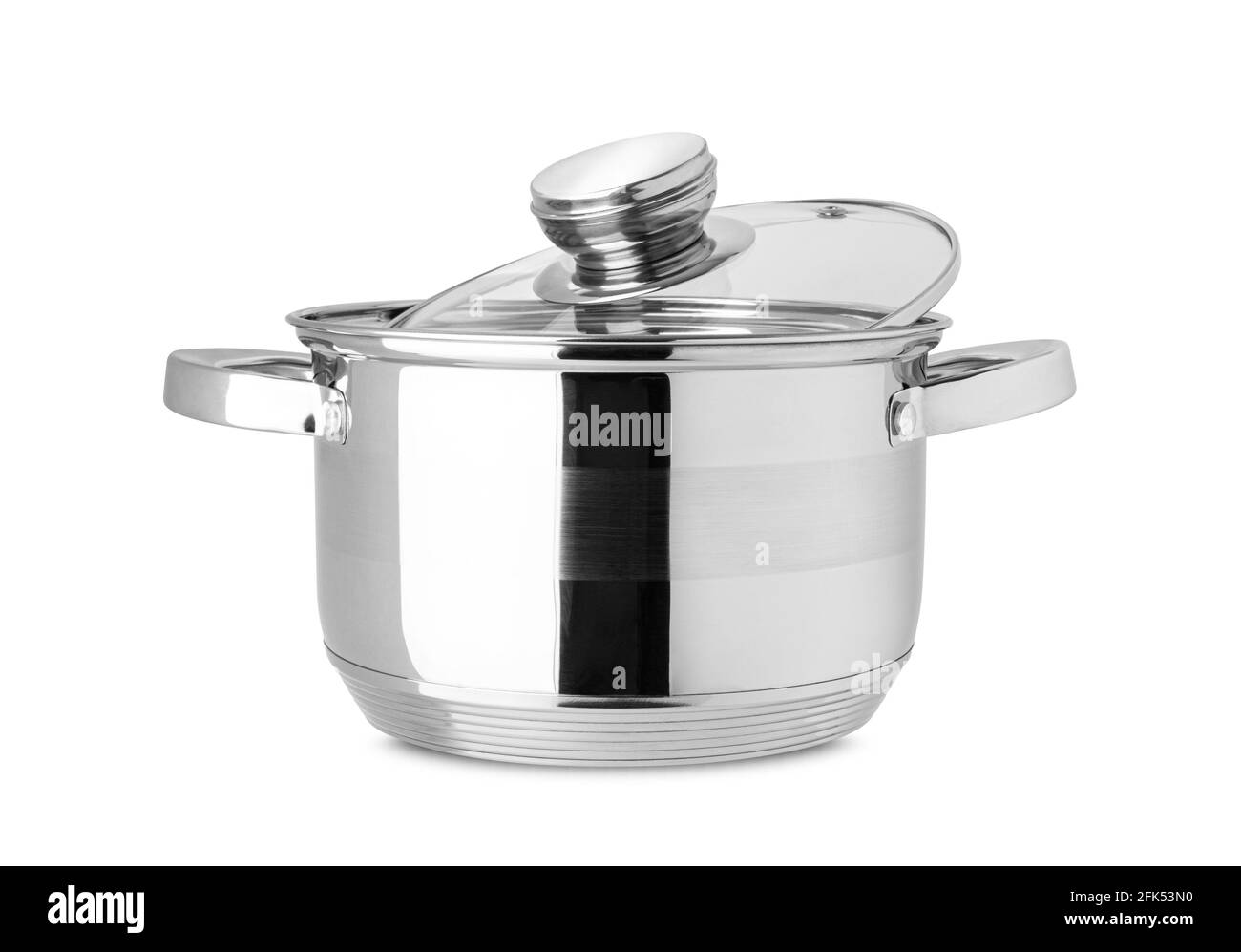 Stainless steel pot, kitchen tools isolated on white background. With