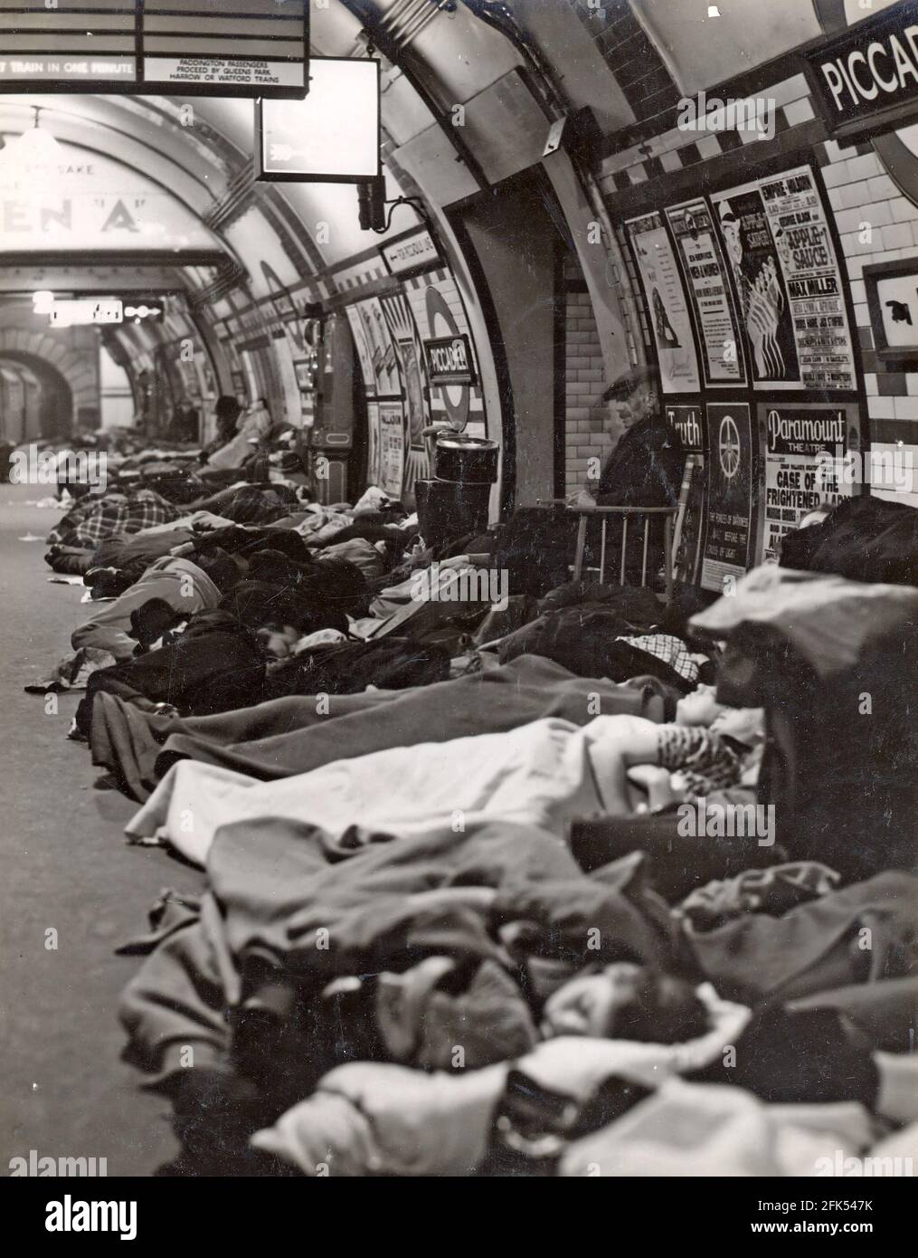 THE 1940 LONDON BLITZ Taking shelter in Piccadilly Underground station